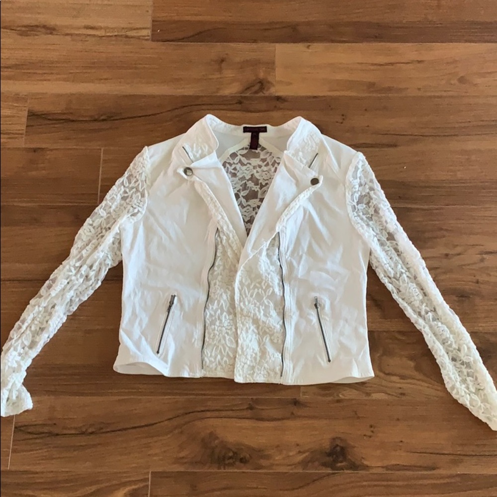 White laced material girl jacket